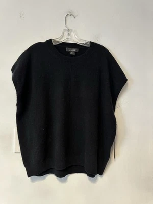 Novo Suéter Feminino Tahari Pure Lux 100% Cashmere 2 Dobras Manga Cap Tamanho XL Preto  - Imagem 1 de 4