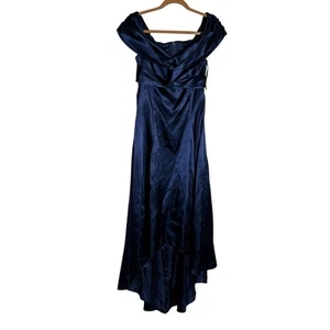 Vestido vintage de satén alto bajo con hombros descubiertos talla 13/14 - Imagen 1 de 7