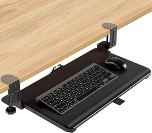 Tastaturablage unter Schreibtisch, ausziehbare Tastaturablage mit C-Klemmhalterung, 20" x 13" - Bild 1 von 7