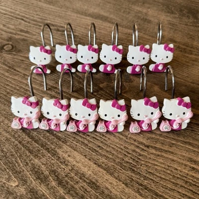 Hello Kitty Shower Curtain Hooks Set of 12 Pieces Pink Purple Sanrio 2011 - Image 1 of 4