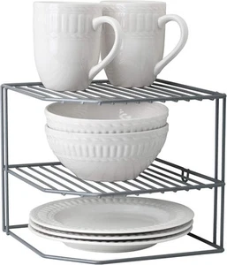 Kitchen Details Corner Shelf Organizer | Cabinet & Countertop Storage | Grey  - Picture 1 of 3