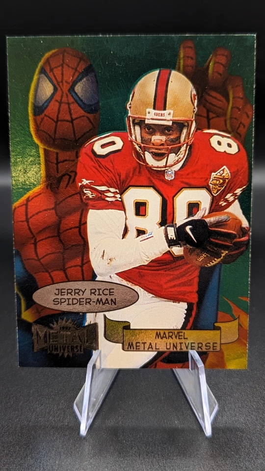 1997 SkyBox Metal Universe Marvel #6 Jerry Rice Spider-Man NFL San Francisco... - Image 1 of 2