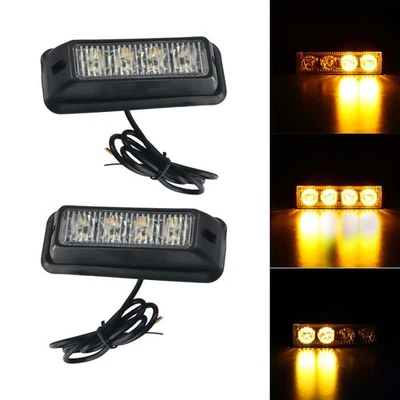 Car Light LED Car Flash Light 2pcs 12-24V 4 LED Car Strobe Flash Light - Image 1 of 4
