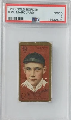 1911 T205 Rube Richard Marquard 纽约巨人名人堂棒球 PSA 2 评级 — 第 1/2 张图片