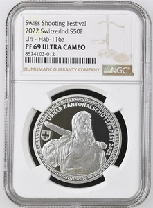 Schweiz 50 Franken 2022 Uri Schützenfest NGC PF69 ULTRA CAMEO - Bild 1 von 2