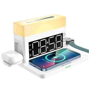 N65 15W Multifunctional Wireless Charger Table Lamp Alarm Clock 6 In 1 Quick FY - Zdjęcie 1 z 12