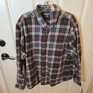 Eddie Bauer Flanell Button Down Hemd Herren 2XL XXL Langarm Grün Braun Cabin - Bild 1 von 6