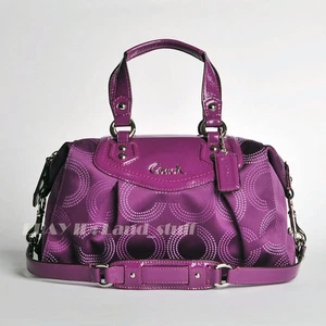 Coach Authentic Ashley Classic Signature C Satchel Patent Leather Purple NWT - Picture 1 of 11