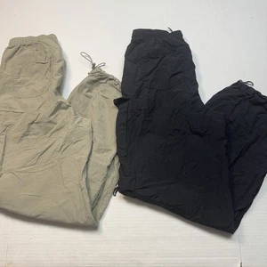 2 Pantalones de Carga Aeropostale Paracaídas Negros, Verdes Cintura Elástica Para Mujer Pequeños - Imagen 1 de 8