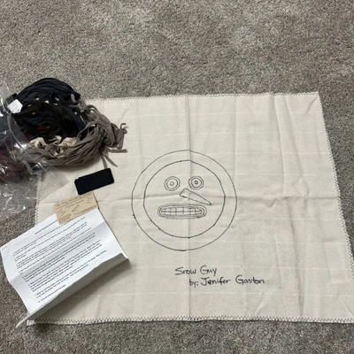 Vintage NEW Jenifer Gaston SNOW GUY Primitive Hooked Wool Kit Snowman 90s - Image 1 of 4