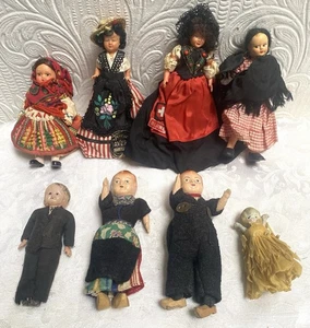8 Muñecas Articuladas Antigua Miniatura Vintage Colección Francia Checo Italia Estilos - Imagen 1 de 10