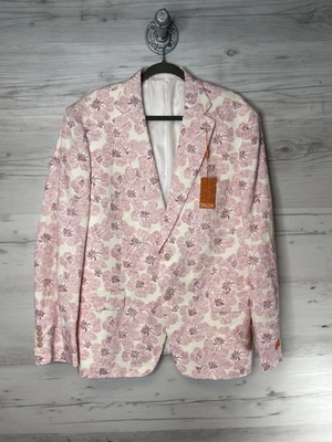 Chaqueta Abrigo Deportivo Tallia Blazer Para Hombre 46 Regular Rosa Blanco Floral Lino Rayón Foto 1 de 4