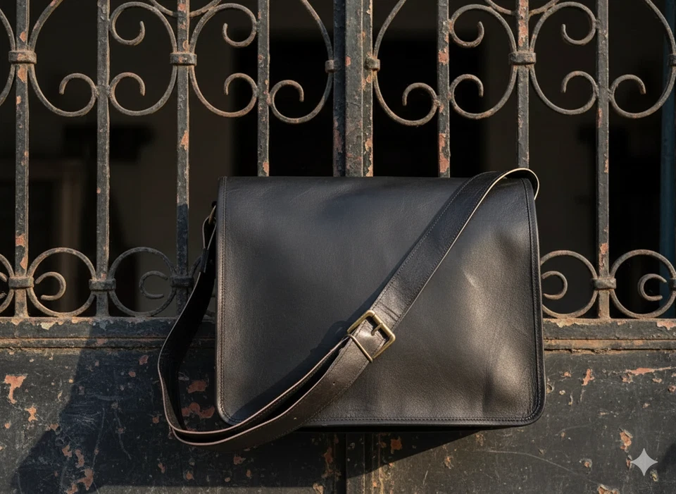 Men's prestige Leather Vintage Laptop Handmade Messenger Black Bag Satchel - Image 1 of 4