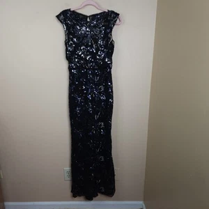 Badgley Mischka Midnight Swirl Gown in Black Size 4 - Picture 1 of 12