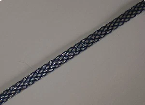 3 metres Navy Blue Metallic Opalescent Braid 6mm - vintage rayon ribbon tape - Picture 1 of 2