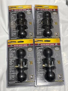 4X BRINKS COMMERCIAL Matte Black Interior/Exterior Keyed Alike Entry Door Knobs - Picture 1 of 3