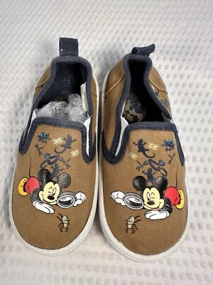 Sapato Disney Mickey Mouse Marrom Big Explorations Lona Slip-On Infantil Tamanho 8 - Imagem 1 de 4