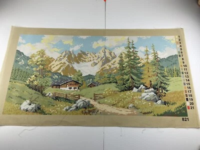 Unbranded Needlepoint Tapestry Canvas Home Nature Mountain 35in By 17in 10 Count - Image 1 of 4