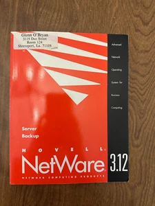 Novell Netware 3.12 Server Backup Vintage 1993 Manual Book - Afbeelding 1 van 4