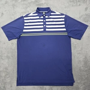 FJ Footjoy Shirt Men's Large Polo Short Sleeve Blue Striped *Read* - Picture 1 of 15