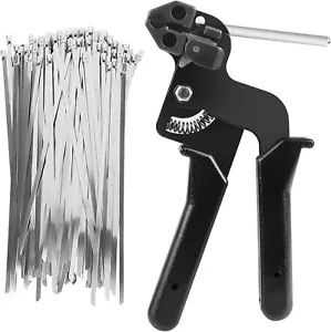 Kabelbinder Werkzeugpistole Edelstahl Kabelbinder Werkzeug mit 200 Stck. Metall Reißverschluss Binder - Bild 1 von 7