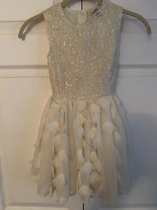 Nicole Miller Ivory Rose Petals Flower Dress Girls Size 6X - Picture 1 of 9
