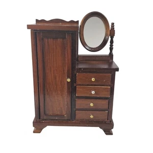 Dollhouse Miniature Concord Dresser/Chifforobe with Mirror Wooden - 1:12 - Picture 1 of 9