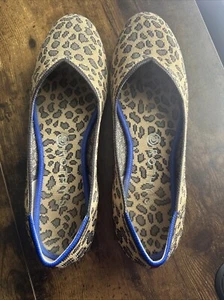 Rothy’s almond toe Leopard Print Flats Slip On Cat Cheetah Animal Print Size 10 - Picture 1 of 17