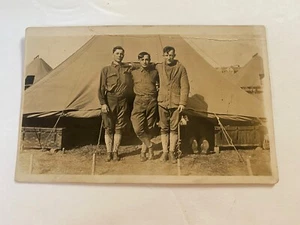 World War I WWI Photo Postcard Group Soldiers Barack’s Tent - Picture 1 of 7