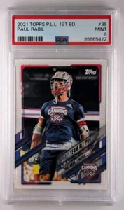 2021 PAUL RABIL TOPPS PREMIER LACROSSE LEAGUE PLL PRIMA EDIZIONE PSA 9 MINT #35 - Foto 1 di 2