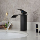 Bathroom Waterfall Wide Spout Matte Black Single Level Mixer Deck Mounted Faucet