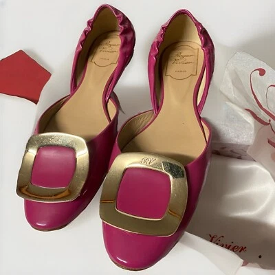Roger Vivier Rosa Fucsia Charol Plano Mujer Talla 37.5/7 Foto 1 de 4