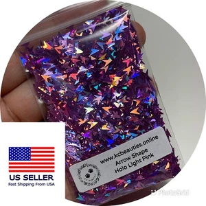 Light Pink Holographic Arrow Shape Glitter Nail Art Acrylics Gels Epoxy Tumbler - Picture 1 of 8