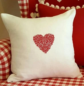 LACE HEART EMBROIDERED LINEN FRENCH NEW MONOGRAM SHABBY CHIC GIFT WEDDING - Picture 1 of 4