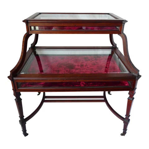 19th Century Hepplewhite Mahogany Two Tier Vitrine Butler Table Cover