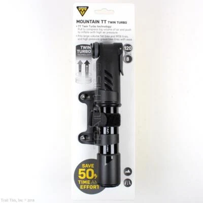 Topeak MOUNTAIN TT Twin Turbo 120psi Mini MTB Road Bike Pump Presta/Schrader - Image 1 of 3