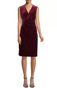 Abito tubino velluto Elie Tahari Dolly Winterberry 14 nuovo con etichette $298 - Foto 1 di 6