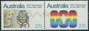 1982 Australia 50th Anniversary Of The ABC Joined Pair MNH, Clean & Fresh - Bild 1 von 1
