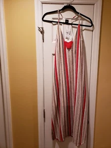 Nwt Stripe Dress With Side Slits Size Large - Picture 1 of 3