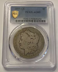 1889 cc Morgan Dollar PCGS AG03 Gold Shield holder - Picture 1 of 6