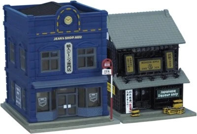Tomytec N Scale Building 045-5 Jeans & Sake Stores Structure Layout Scenery Kit - Image 1 of 3