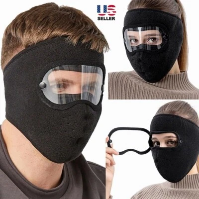 Máscara facial de pasamontañas de invierno cálida de lana con gafas antiniebla a prueba de viento gorra de calavera Foto 1 de 4