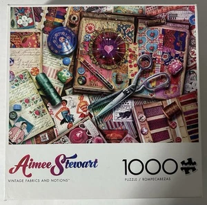 Aimee Stewart Vintage Fabrics And Notions 1000 Piece Puzzle New Sealed Buffalo - Picture 1 of 2