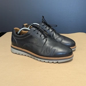 Johnston and Murphy Braydon Plain Toe Dress Shoes Lace Up Black Leather Comfort - Picture 1 of 8