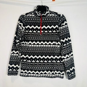 Suéter Pullover Eddie Bauer Mujer S Fair Isle Polar Cuarto Cremallera Negro Blanco - Imagen 1 de 9