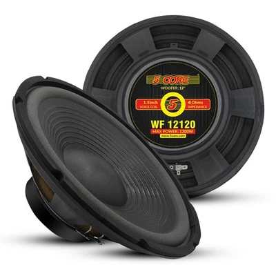 5 Core 12 Inch Subwoofer 1200W Car Audio 4Ohm Deep Bass Sub Woofer Loud Speaker