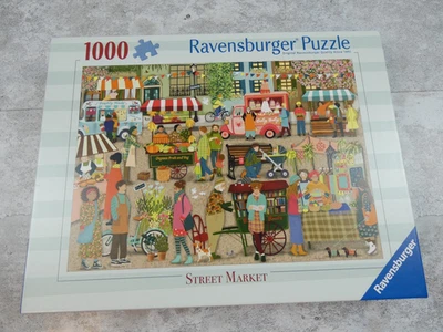 Ravensburg Puzzle 1000 Piece Street Market City Shops Farmers Market Complete - Image 1 of 4