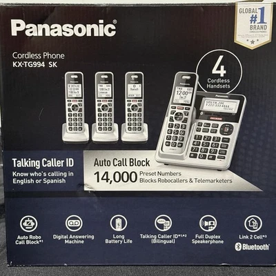Panasonic KX-TG994SK DECT 6.0 Bluetooth 3 Cordless Phones With Bases And Cords - Image 1 of 4