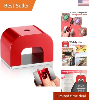 Versátil imán en forma de U Pull Alnico de 30 lb - Herramienta utilitaria roja para el hogar y el trabajo Foto 1 de 4