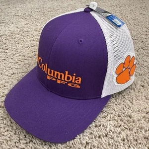 Clemson Tigers Columbia PFG Hat Purple White Mesh Snapback Paw Patch Cap NWT - Picture 1 of 8